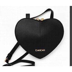 Bebe Black Heart Crossbody Bag Gold Hardware Y2K Coquette NWT Party Evening